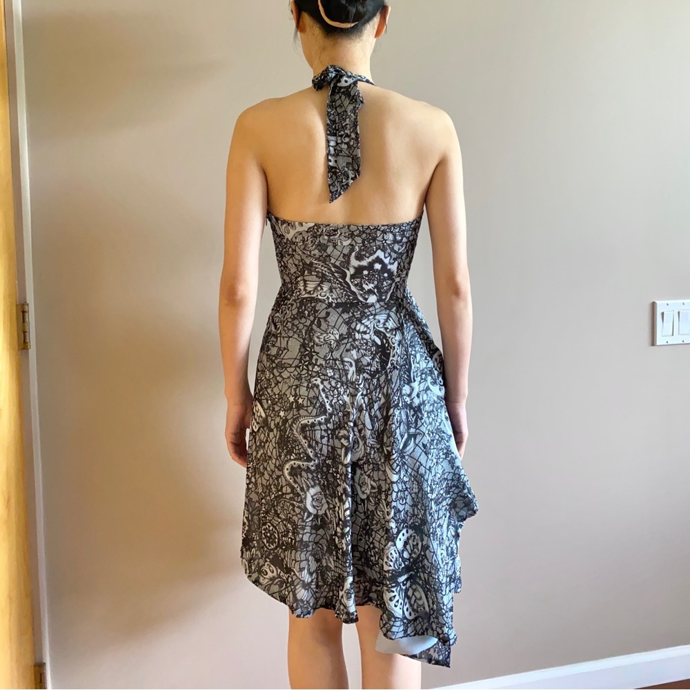 Vintage Alexander McQueen butterfly lace printed silk halter dress - Picture 3 of 12